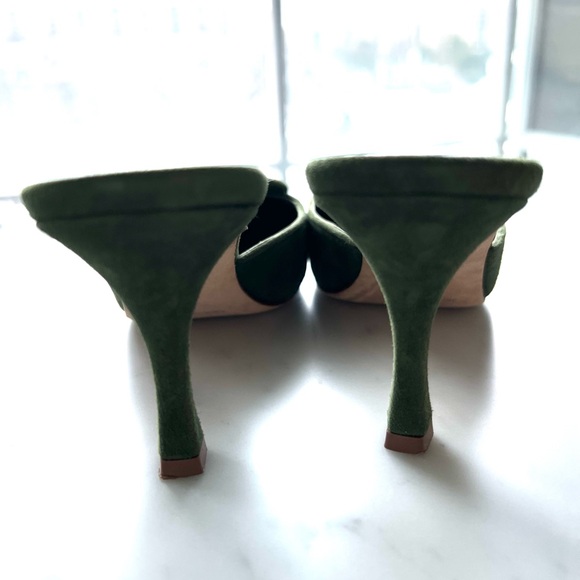 Manolo Blahnik Maysale 70 dark green suede mules - Picture 13 of 14
